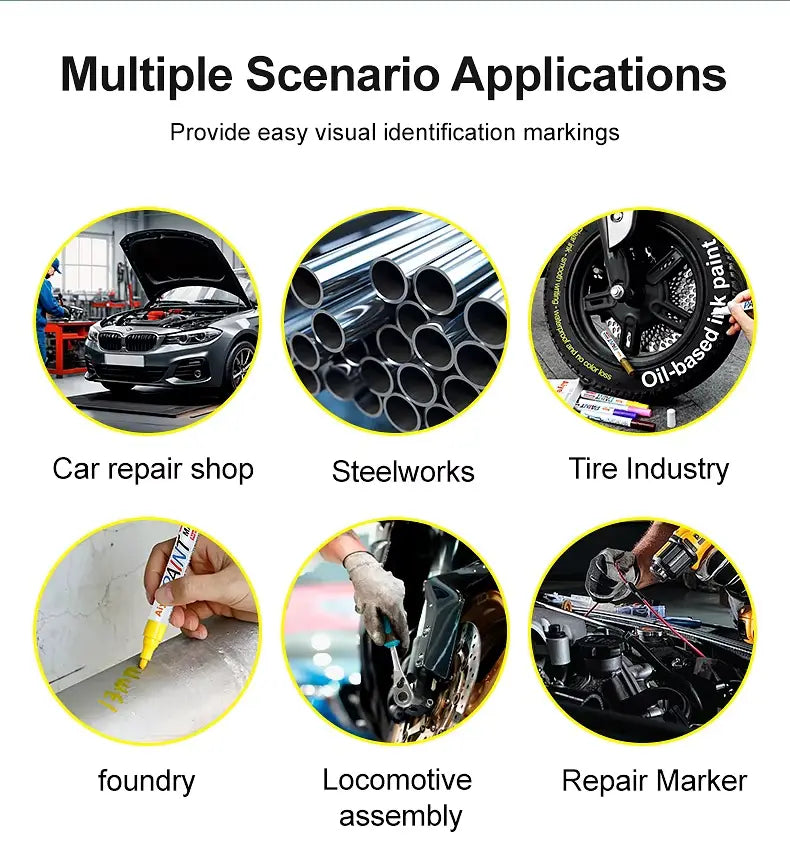 12Pcs Waterproof Permanent Paint Marker Pen for Car Tyre Tire Tread