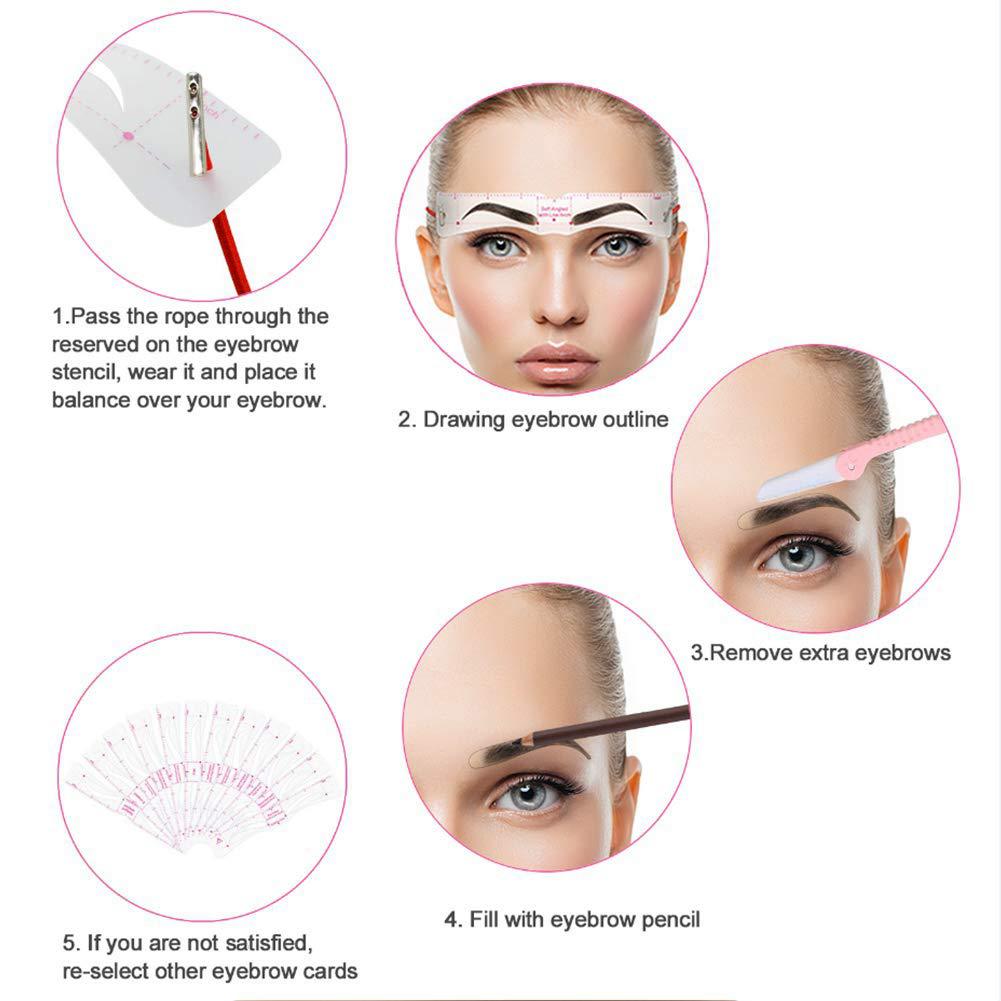 12 Eyebrow Shaper Kit, Reusable Eyebrow Template With Strap, 3 Minutes Makeup