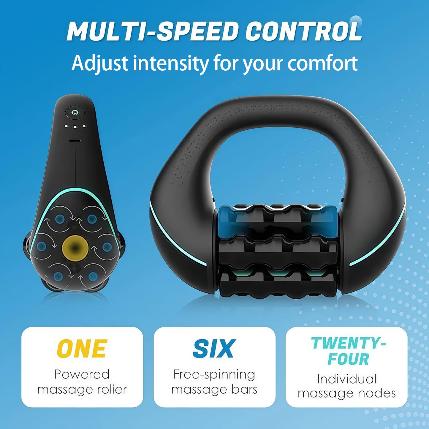 Electric Handheld Rolling Massager - 3-Speed Spin for Back, Shoulders, Legs