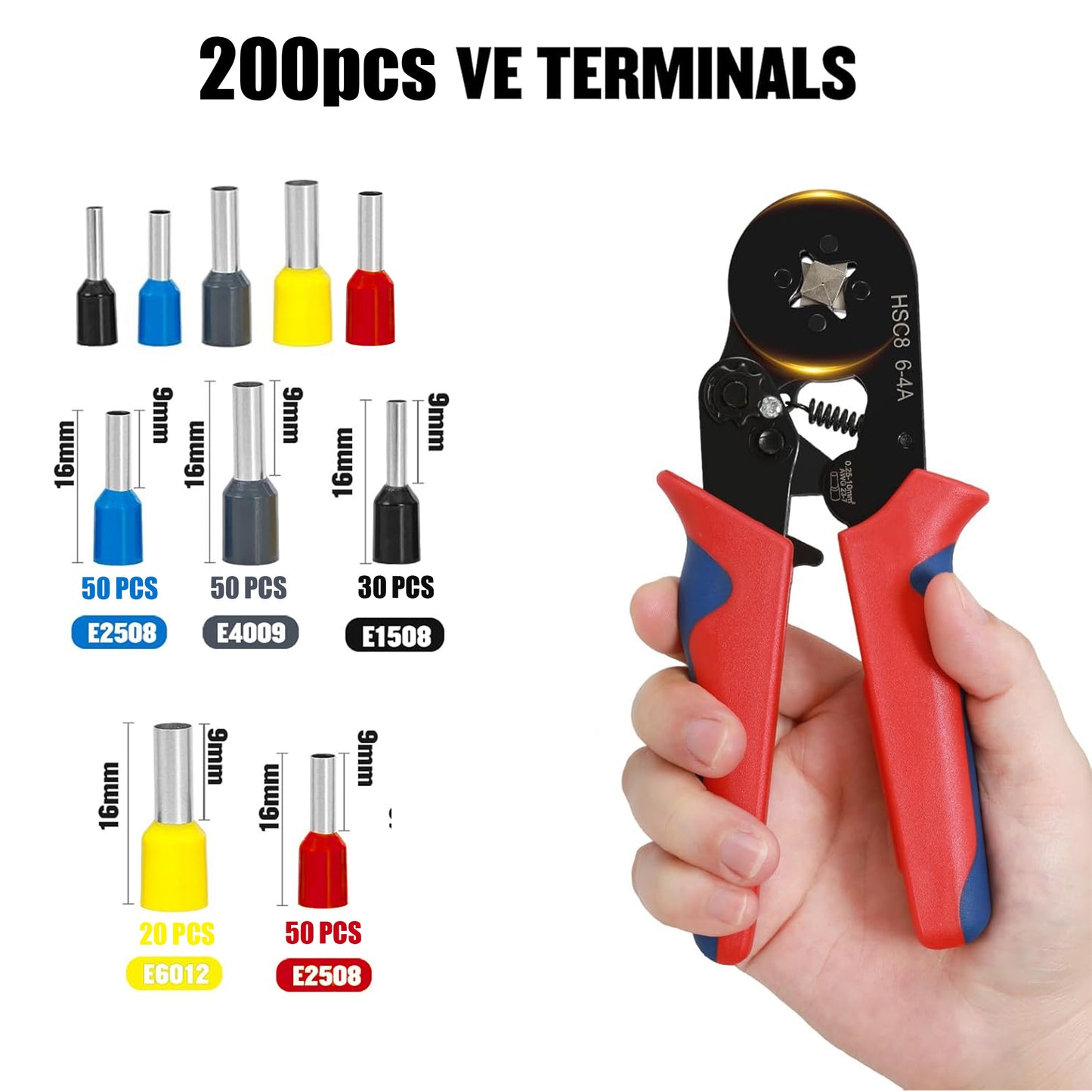 Ferrule Crimping Tool Kit - 200PCS Wire Ferrules with Ratchet Crimper Plier