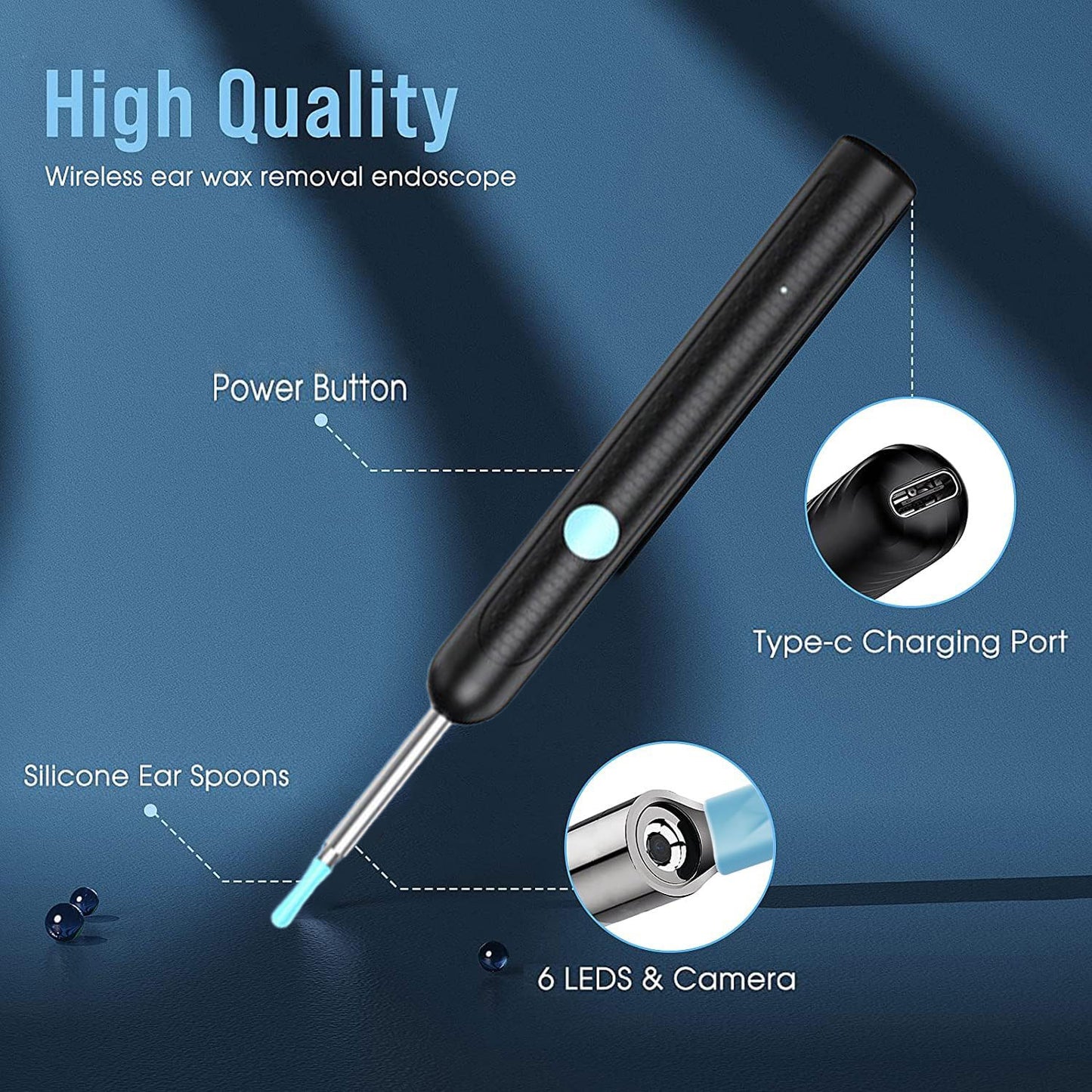 Ear Wax Removal Kit with Upgraded 1080p Camera, Ear Camera Otoscope with Light for iPhone, iPad, Android Phones