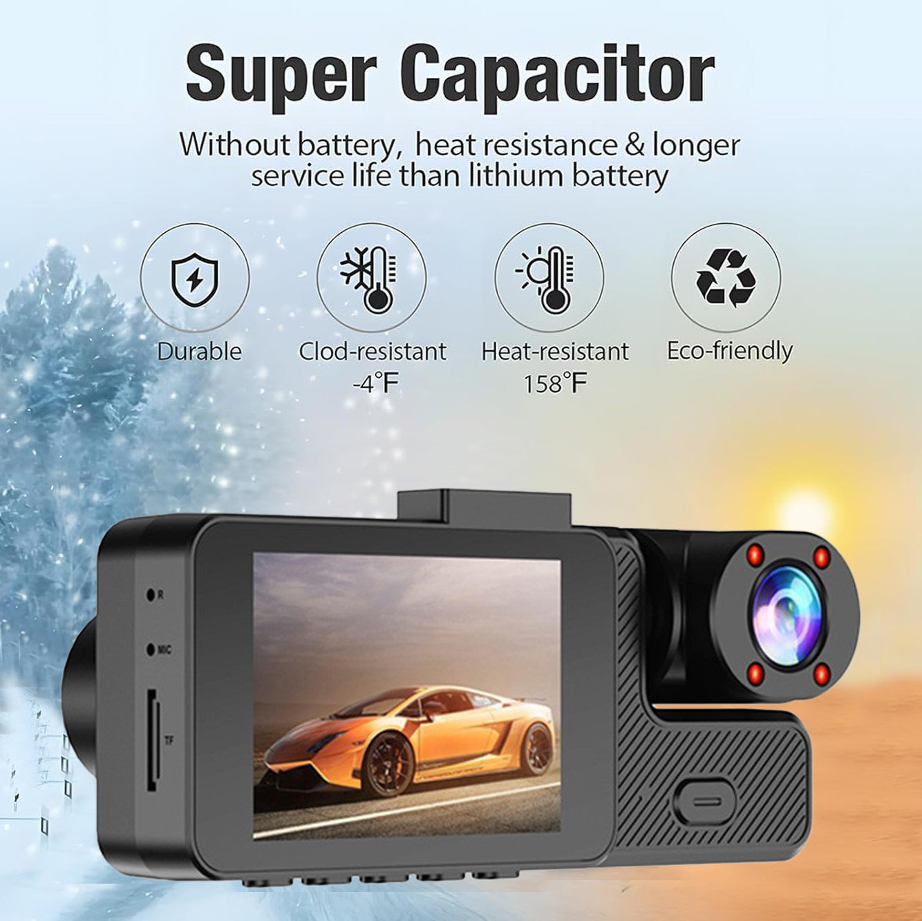 3 Channel Dash Camera for Cars Dash Cam Front Rear & Inside