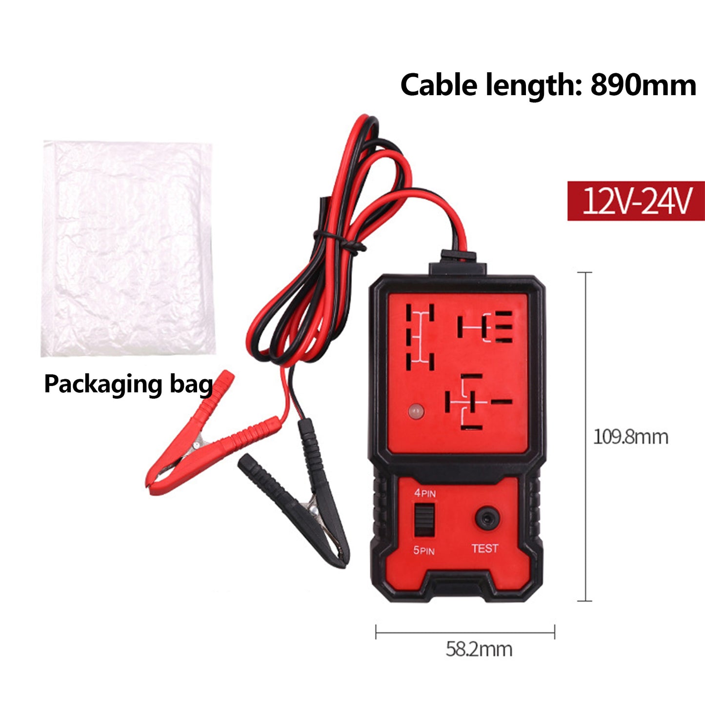 12-24V Automotive Relay Tester Kit with Test Leads, Fuse & Socket Tester, Signal Light for Car Battery Diagnostics