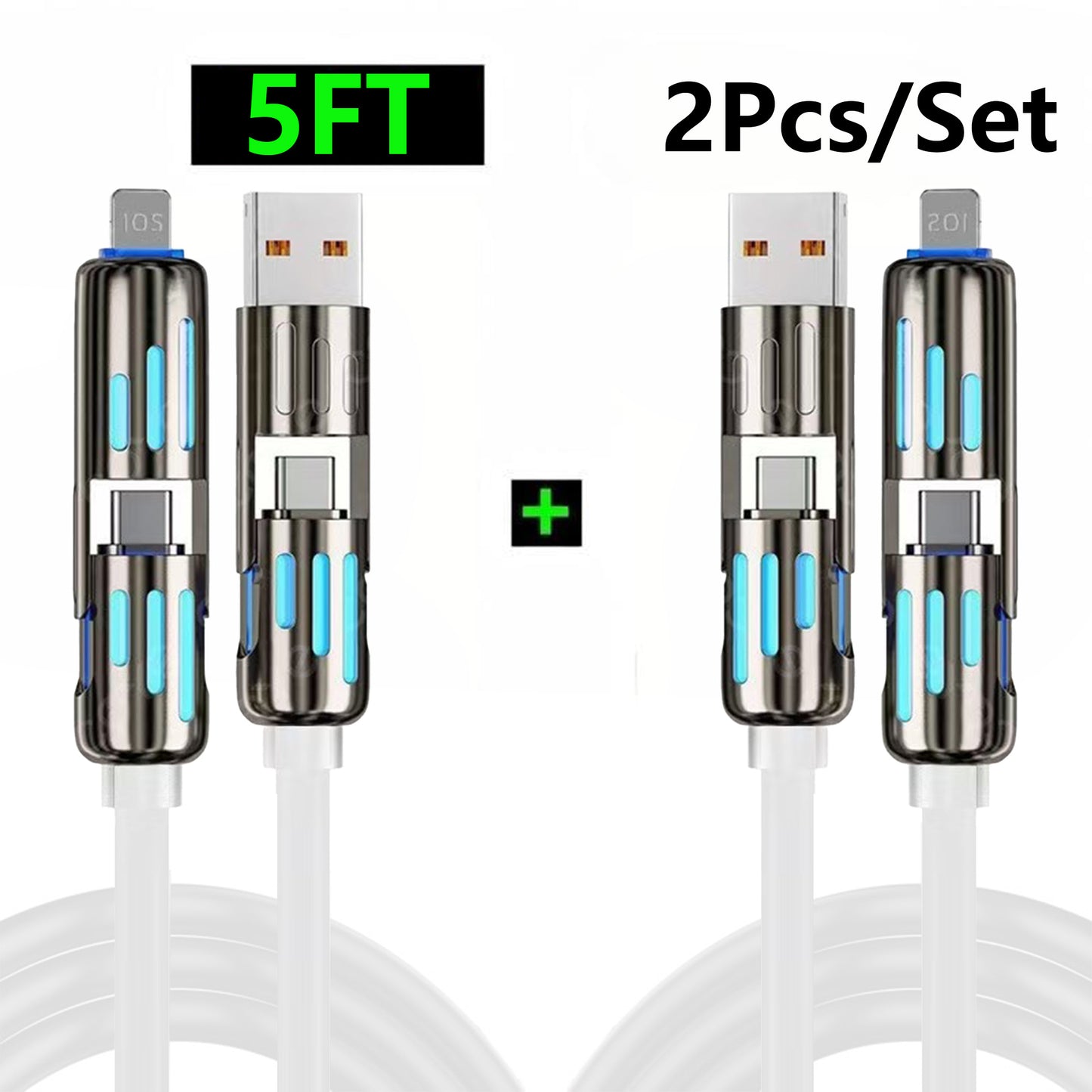 2pcs/set 4-in-1 USB Charging Cable Fast Charging MAX 240W