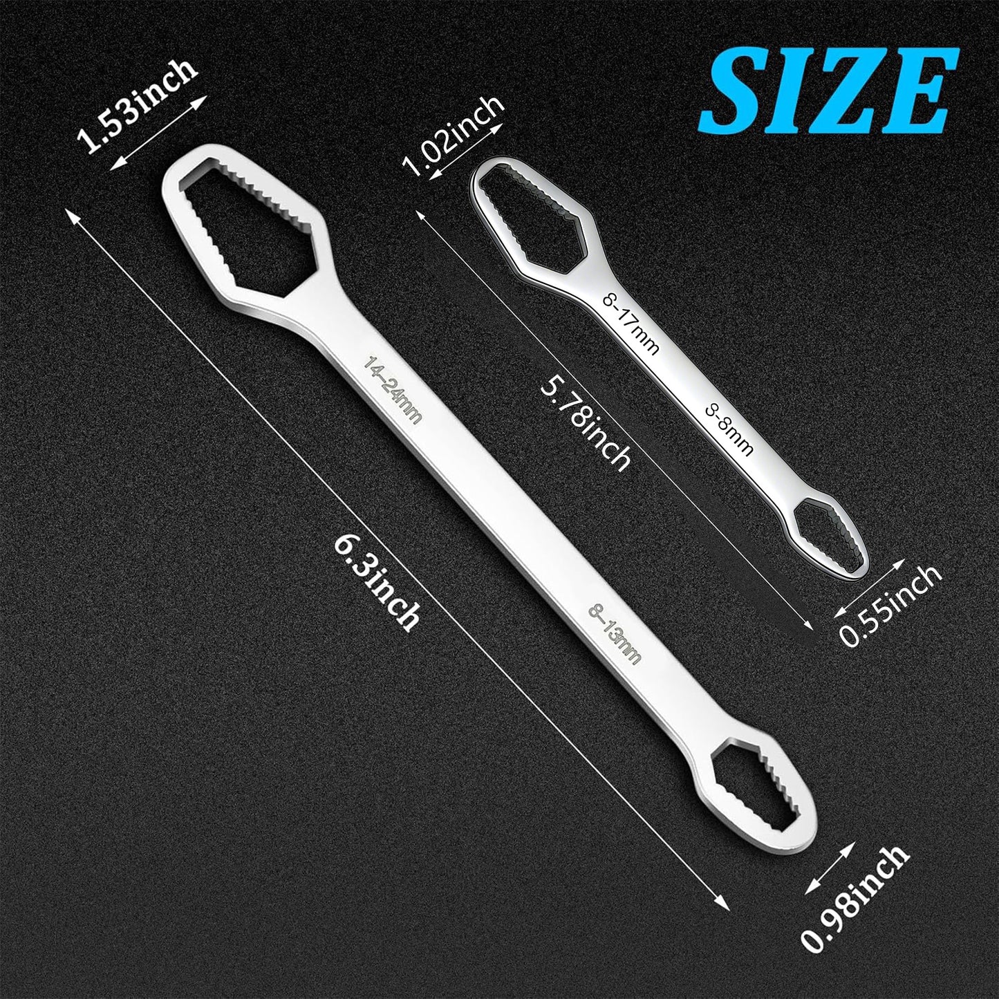 2Pcs Universal Torx Wrench Double-Head Self-Tightening Wrench