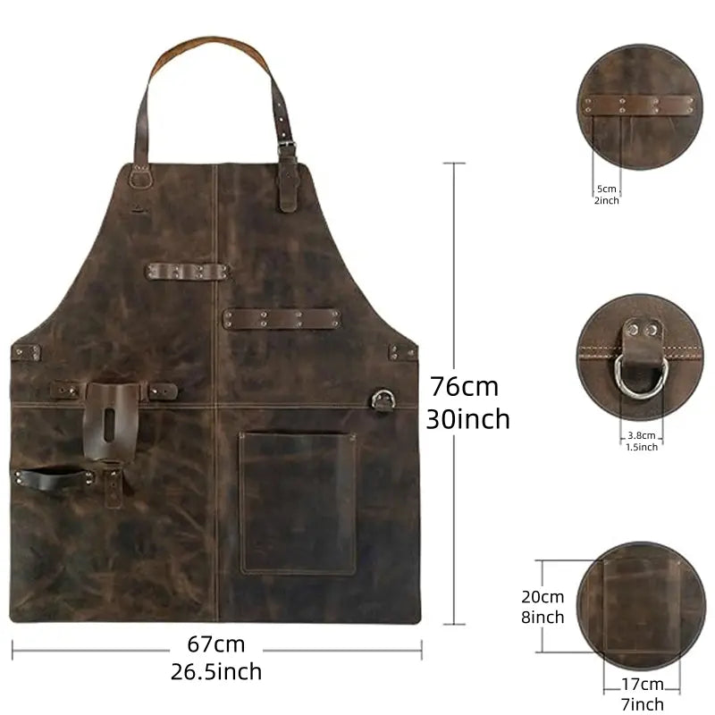 PU Leather Apron for Picnic BBQ, Oil-Resistant Wine Bottle Holder