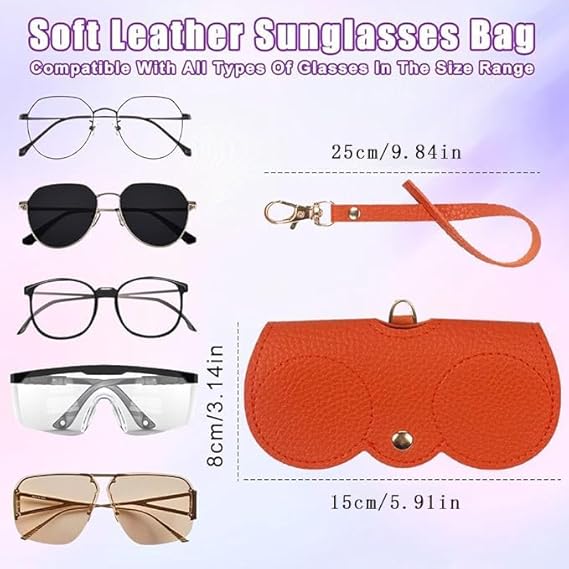 2Pcs Soft Glasses Bag for Women Men, Portable Leather Glasses Case for All Kinds of Glasses