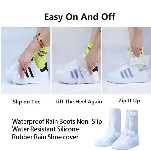 Universal Size Waterproof Sandproof Reusable Silicone High-Top Rain Boots Shoes Covers For Outdoor Overshoes Protection