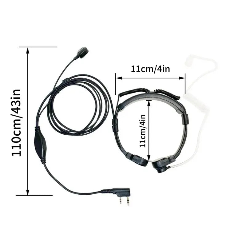 Walkie Talkie Air Duct Headset Throat Vibration Control Earpiece Noise Canceling Security for UV-32/UV82/UV-9R/UV-5R/UV-5R Mini/T20/17M Two Way Radio Noise Reduction Headset