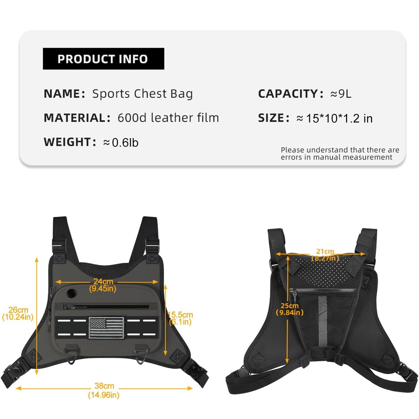 Sports Chest Bag For Men Women, Running Vest Bag With Built