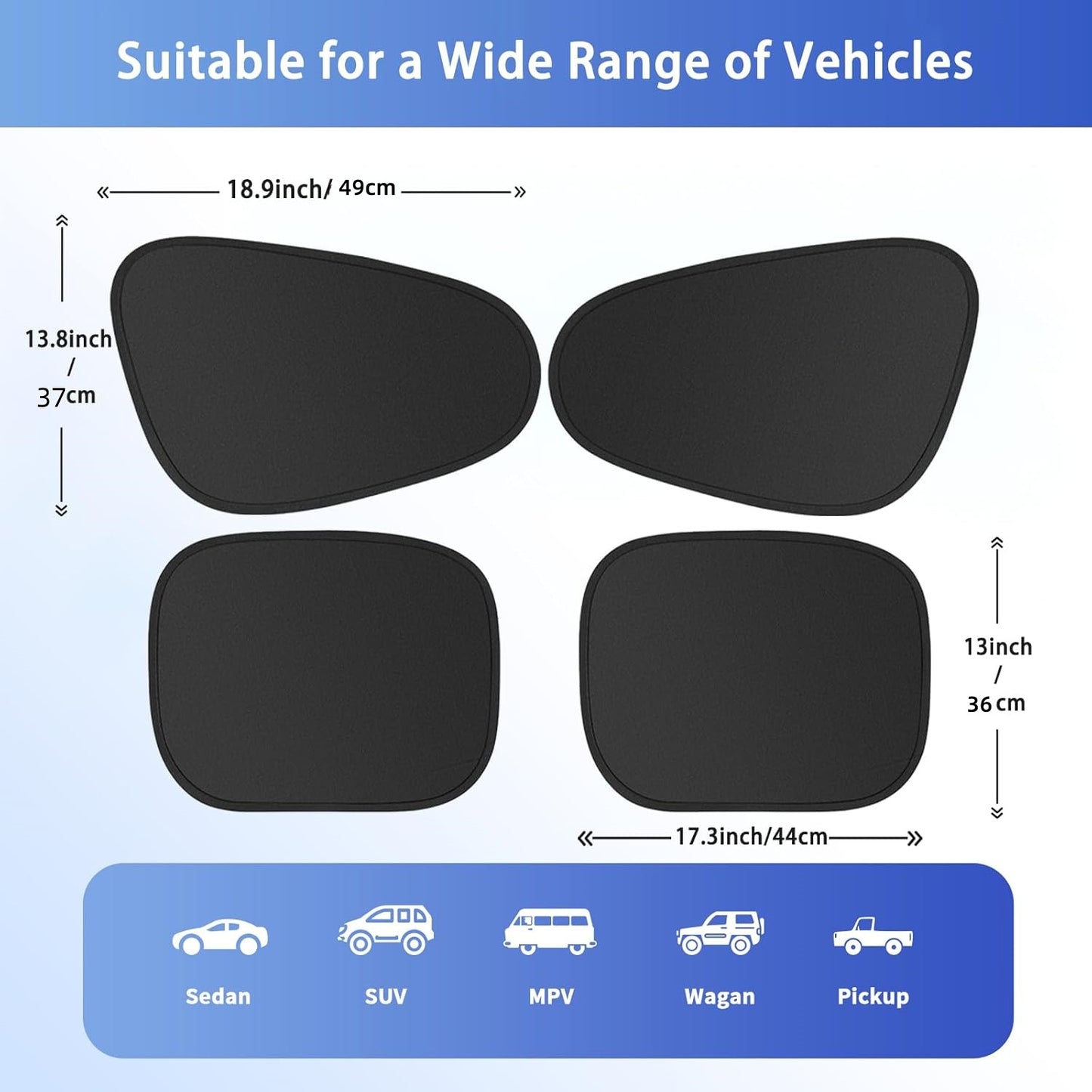 Car Shades for Side Window, Static Film Adsorption Driver Window Sun Shade,100% Blackout