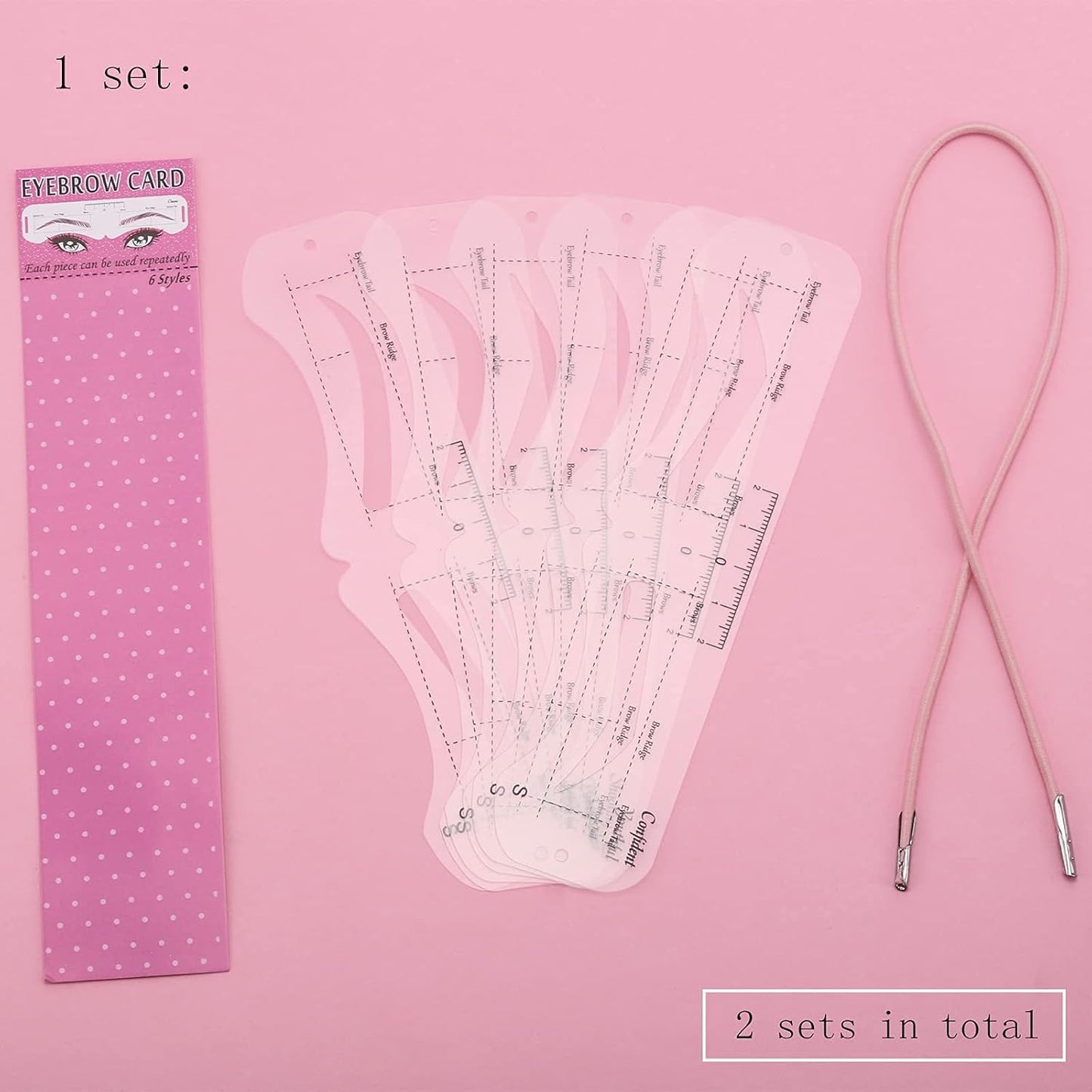 6 Styles, Soft, Reusable Eyebrow Template Kit with Strap