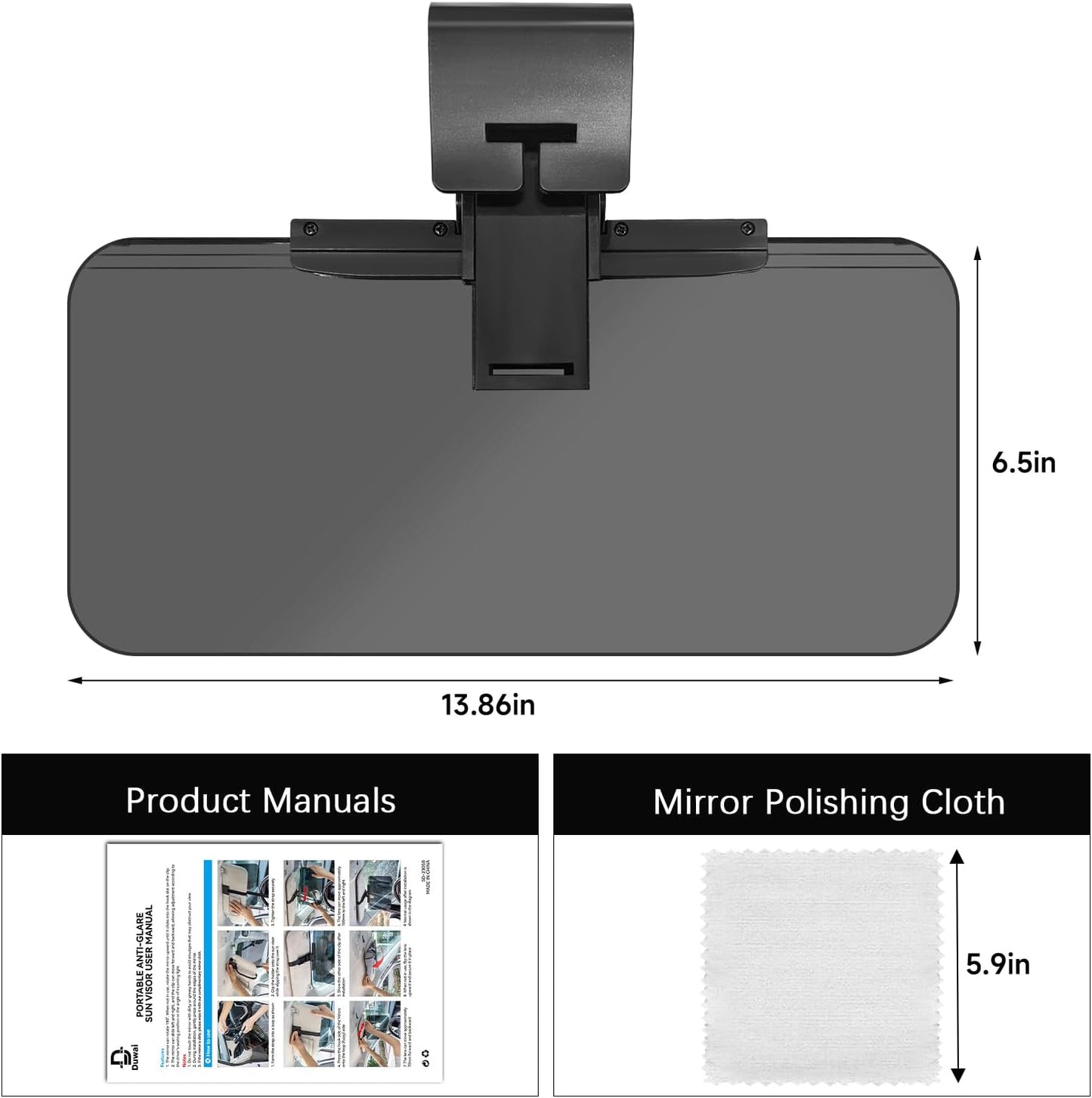 Polarized Sun Visor Extender for Cars UV400 Adjustable
