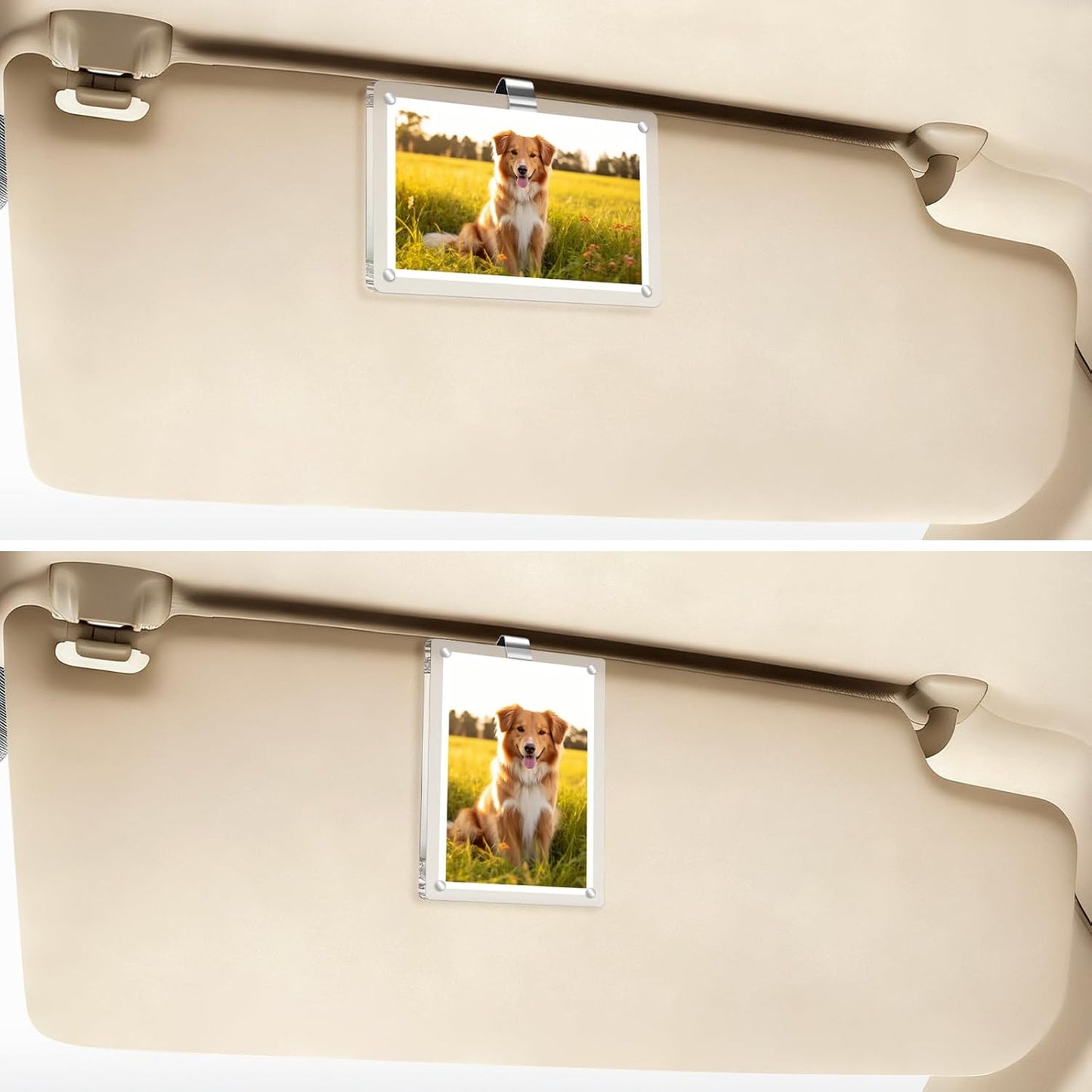 2Pcs Acrylic Magnetic Car Visor Photo Clip Car Picture Holder