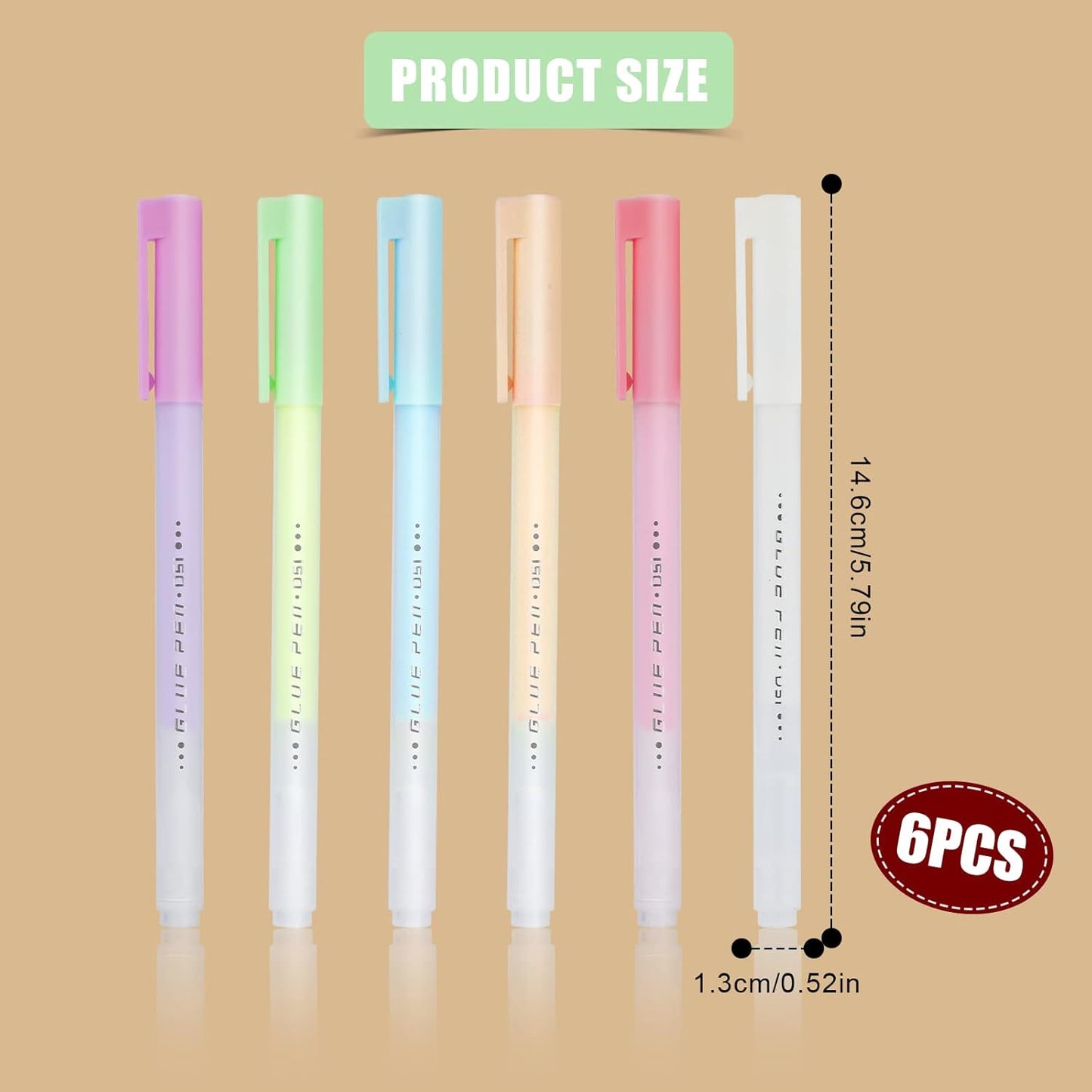 6Pcs Quick Dry Glue Pens, Easy Use Precise Control, Fine Tip Glue Pens for Crafting