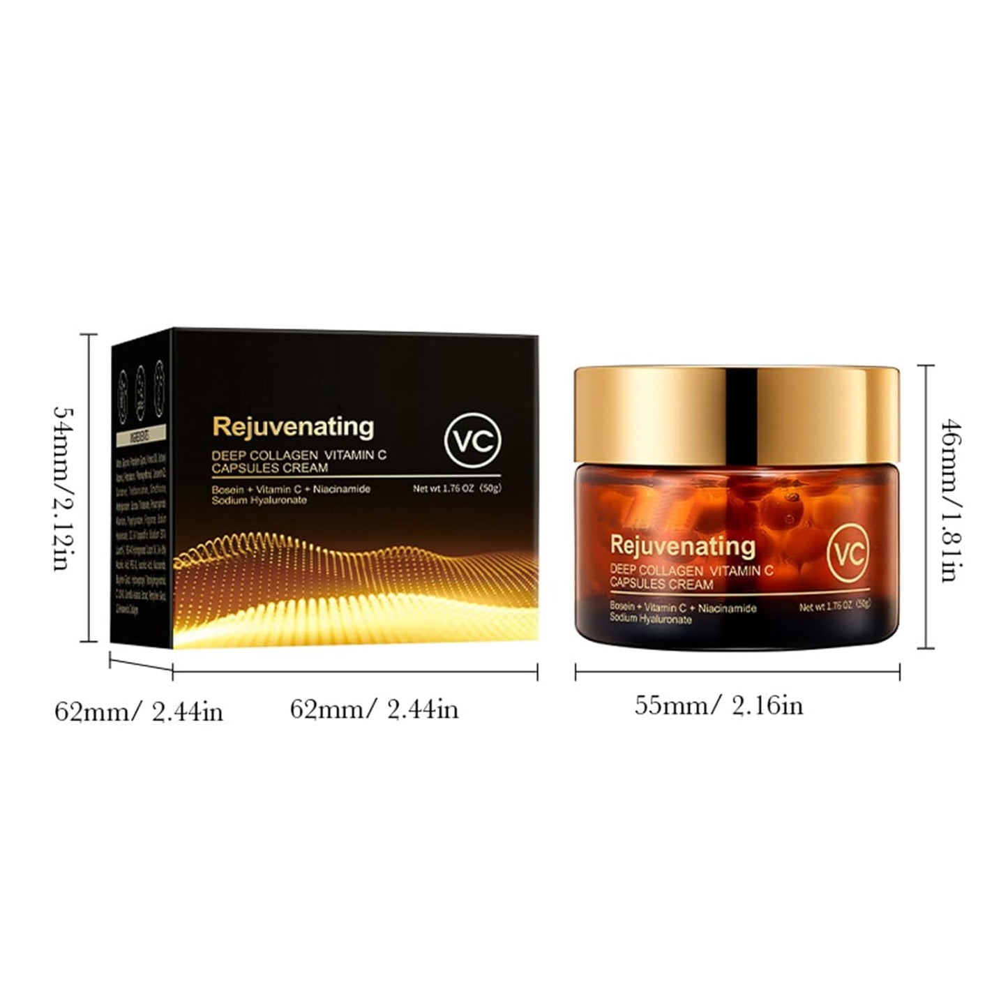 Deep Collagen Vitamin C Capsules Cream,Rejuvenating Anti-Wrinkle Moisturizer Face Cream