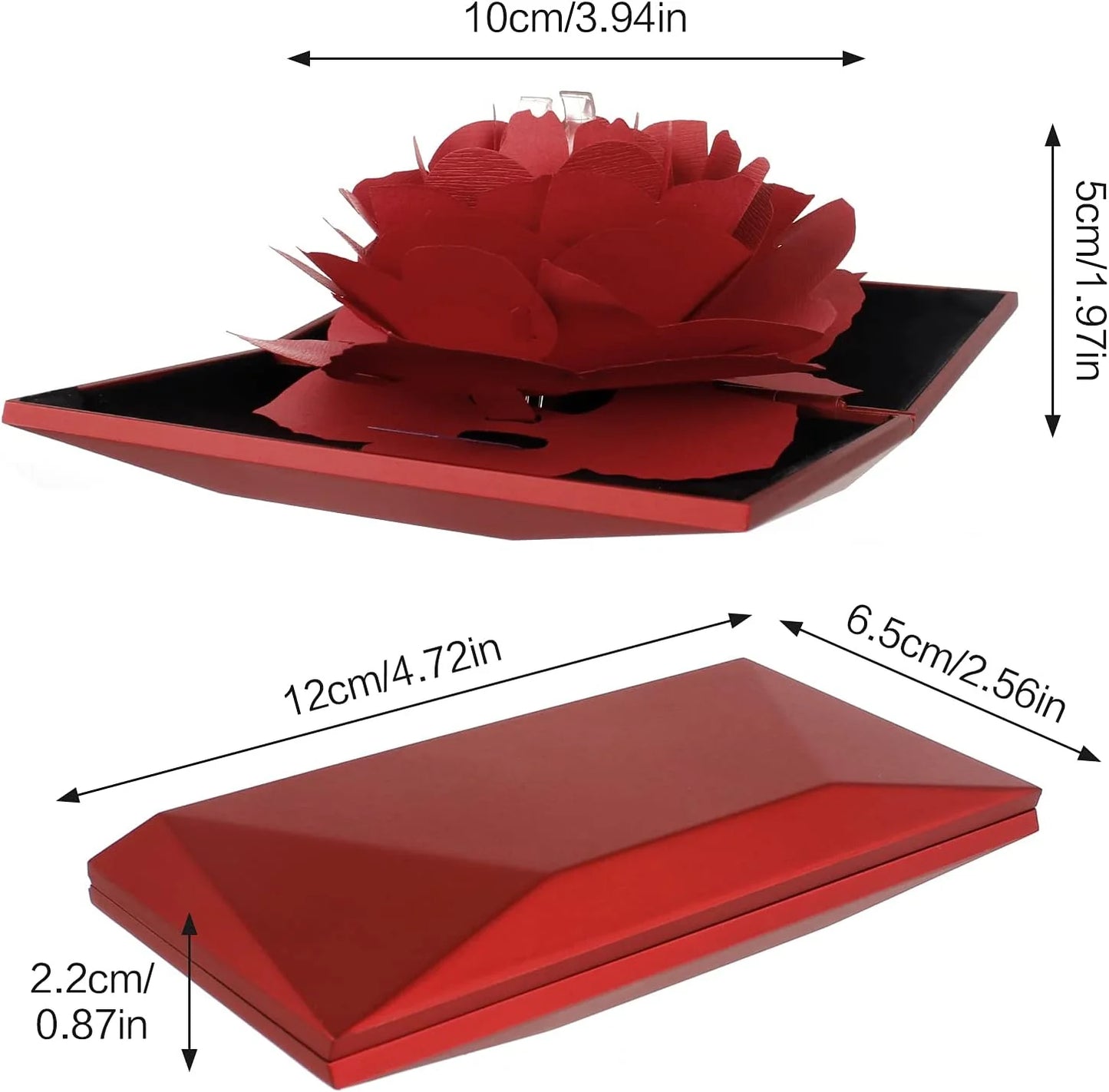 3D Pop Up Rose Ring Box - Engagement Gift Jewelry Box with Realistic Blooming Rose