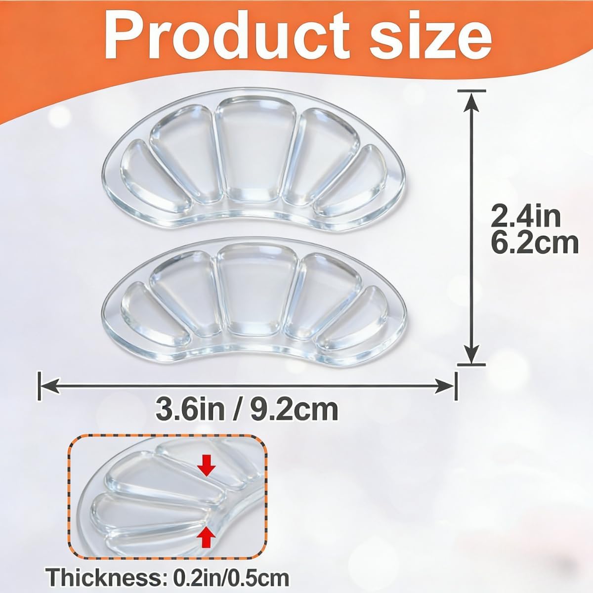 3PCS Transparent Clear Silicone Heel & Forefoot Pads