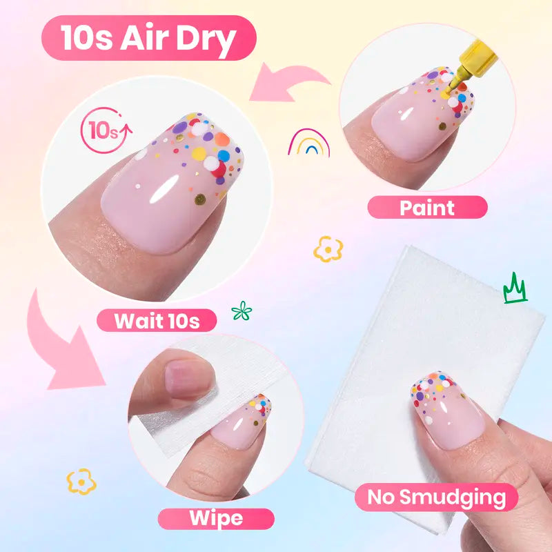 12-color nail art pen set,Suitable for nail art design, painting, dot and line work, DIY home nail art and nail salon tools