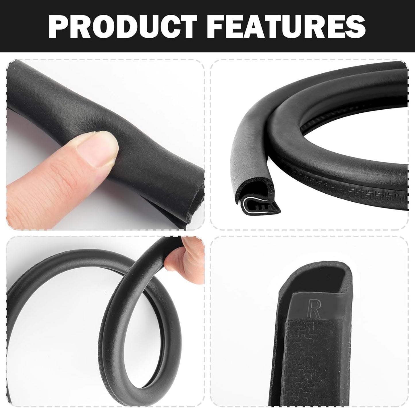 2PCS 2.62Ft Car Door Weather Stripping Thickened Rubber Edge Trim