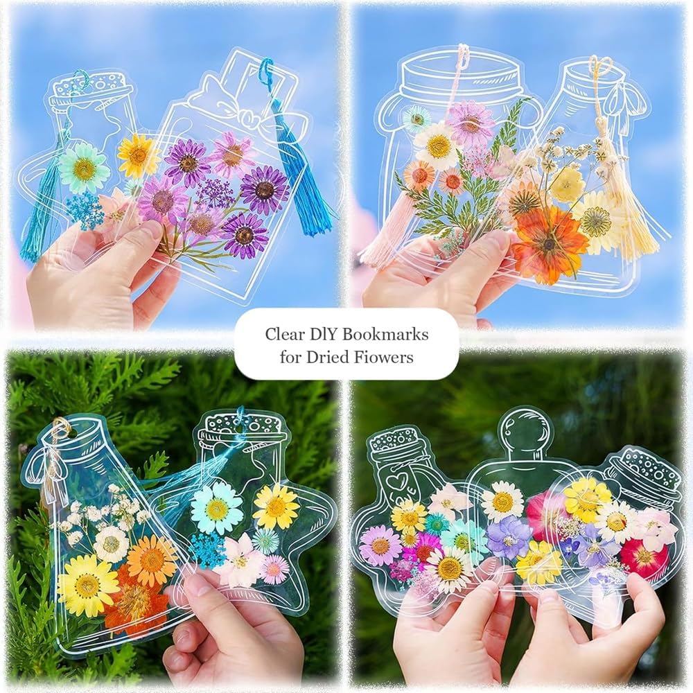 20Pcs Transparent Bookmarks for Dried Flowers, DIY Gifts Bookmarks