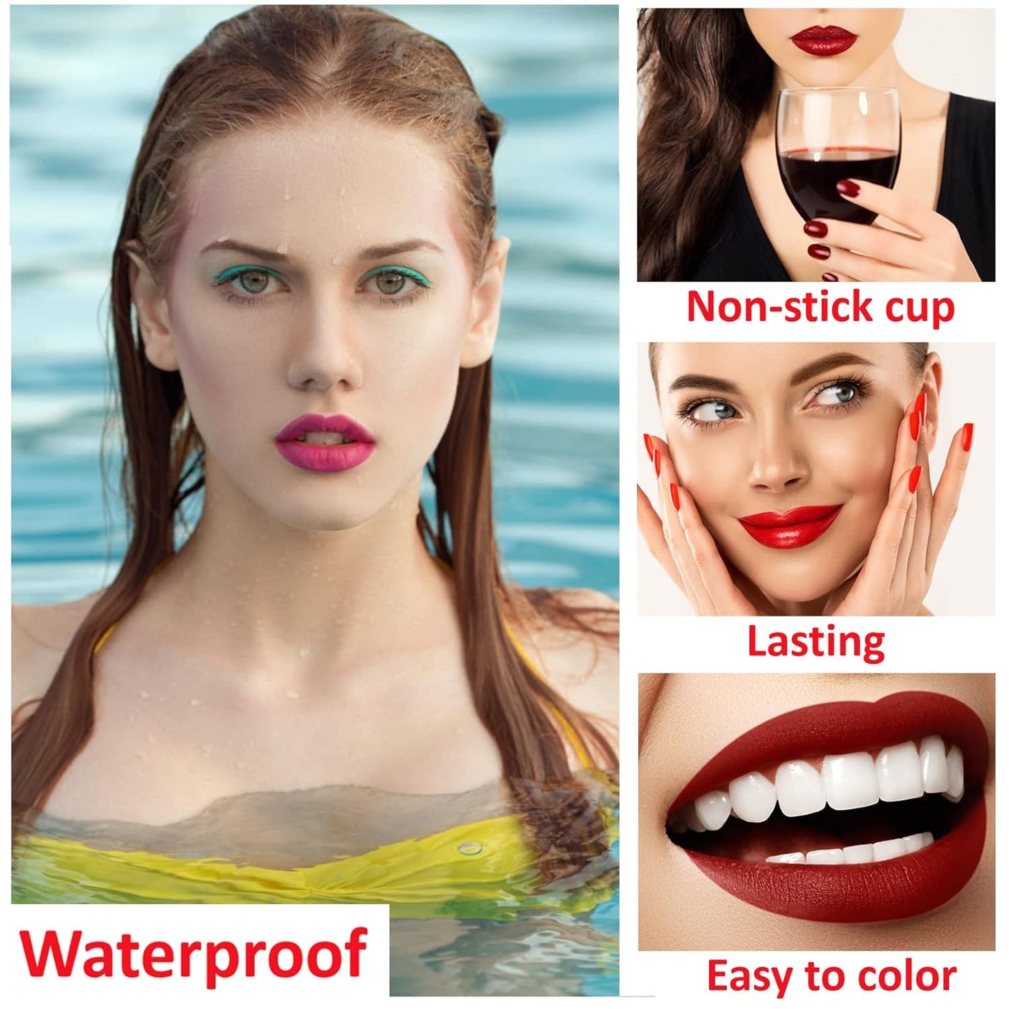 6 Colors Wine Lip Gloss Set - Matte Lip Stain Long Lasting Waterproof, Creates Natural Moisturizing Lip Gloss Easily