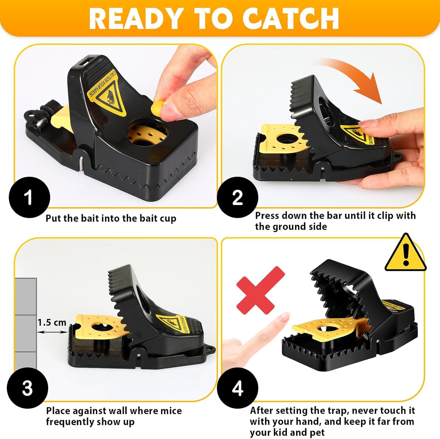 4-Pack High-Sensitive & Reusable Mouse Trap