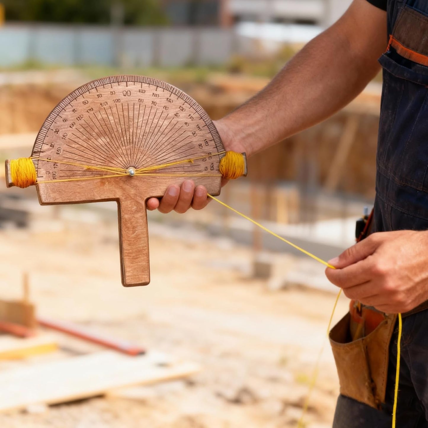 Handcrafted Birch Wood Precision Angle Finder – Engraved Protractor for Accurate Measurements