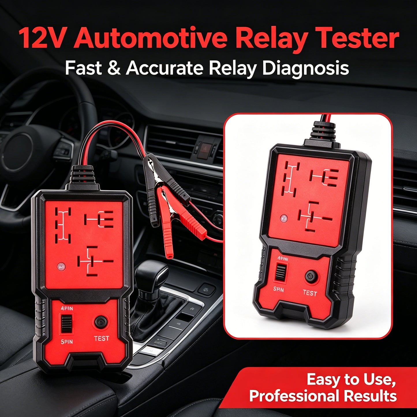Universal 12V Automotive Relay Tester with LED Indicator
