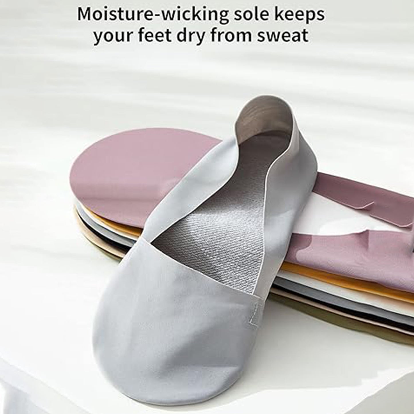 4 Pairs No Show Socks for Women Non-slip Low Cut Liner Socks Invisible Ice Silk Socks