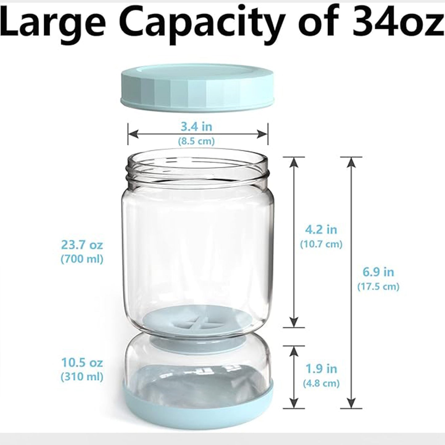 Pickle Jar with Strainer Flip,34oz Pickle Container