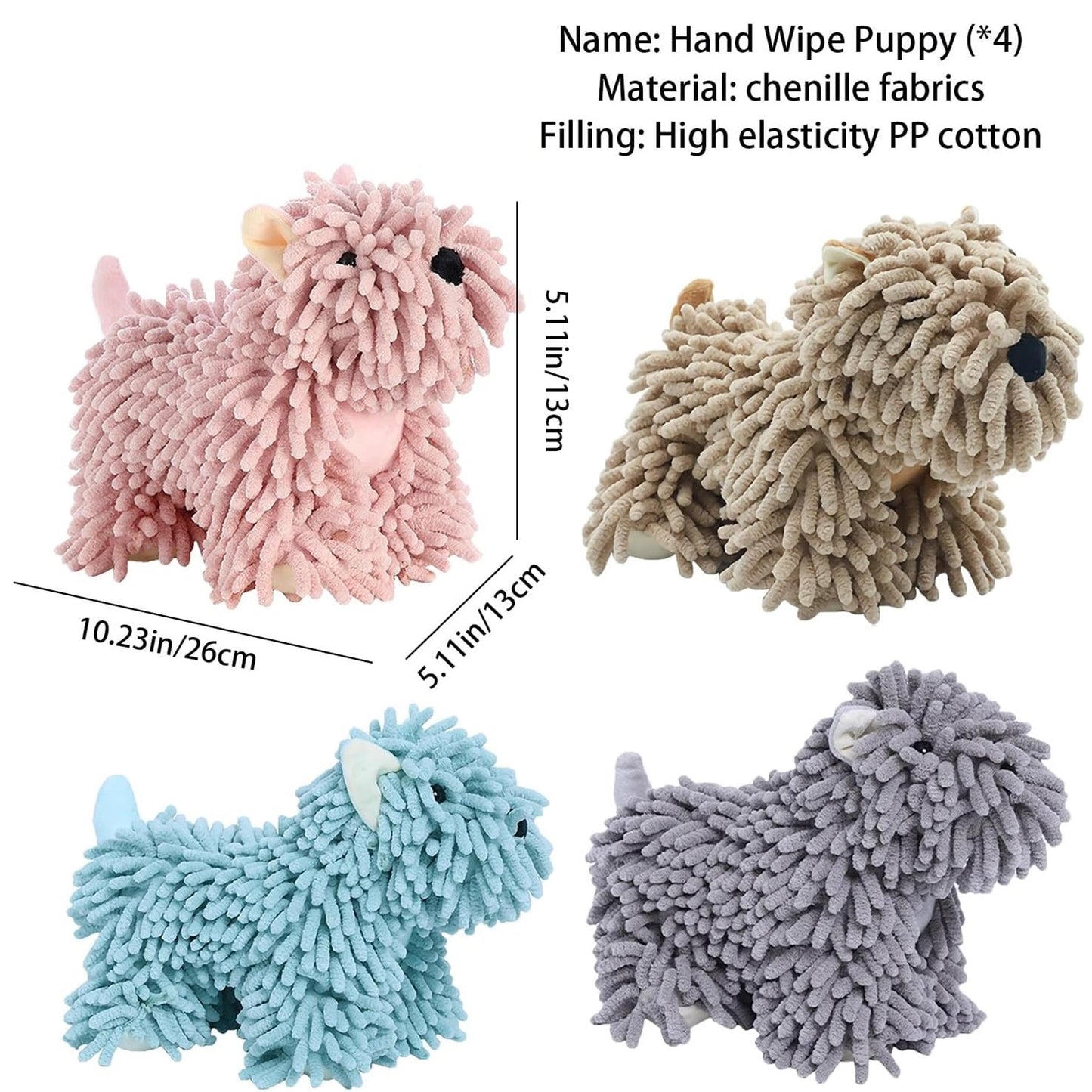 Dogs Fuzzy Ball Hand Towel,Hanging Hand Towels for Bathroom