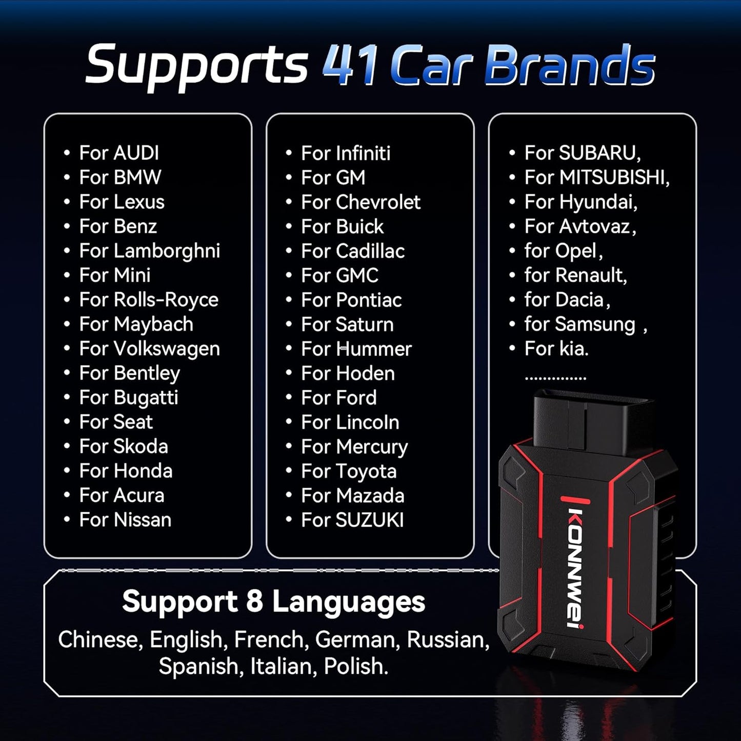 Bluetooth OBD2 Scanner Diagnostic Tool for iOS & Android