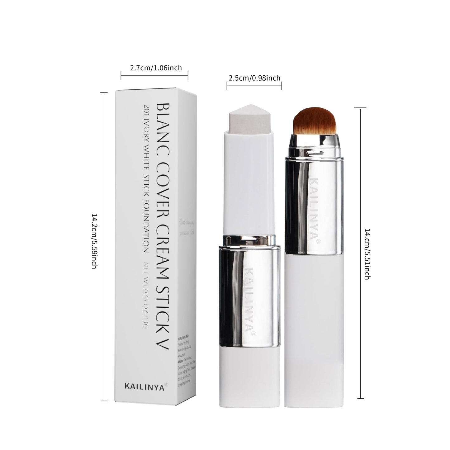 Color Changing Foundation Stick, Cover Cream Stick V, Dual-Ended with Detachable Brush