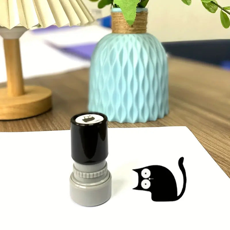 4Pcs Cute Black Cat Kitten Stamps for Stamp Cards, Letters and Diaries Decorative Mini Stamps