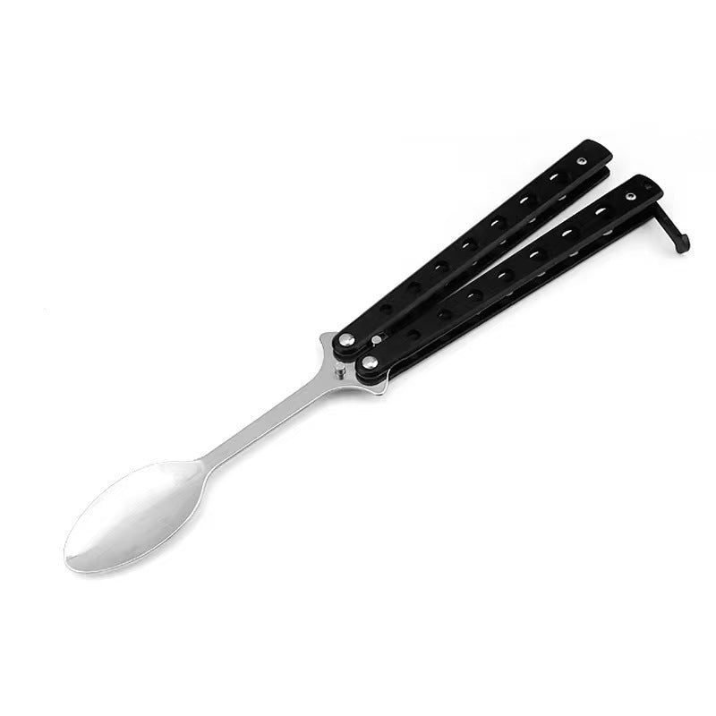 Tactical Butterfly Spoon — Stainless Steel Folding Cutlery