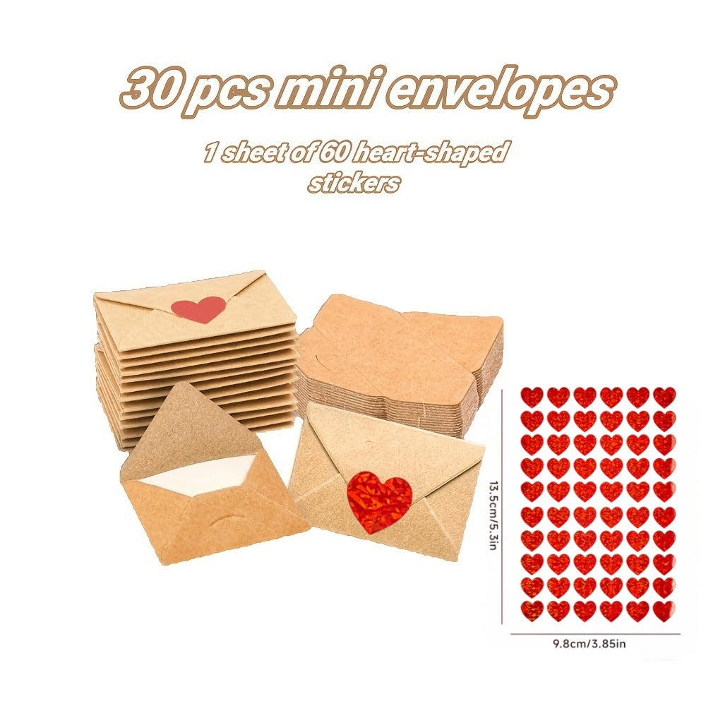 30Pcs DIY Love Notes Box - Mini Blank Cards & Envelopes for Him Her, Valentines Day Note Cards