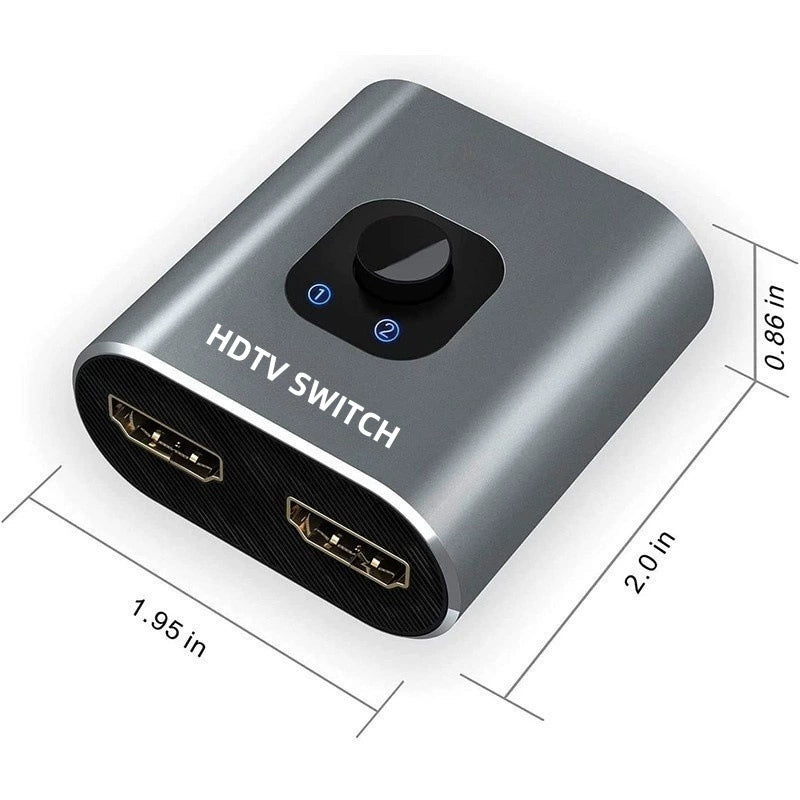 HDMI Switch 4k@60hz Splitter, Aluminum Bidirectional HDMI Switcher 2 in 1 Out