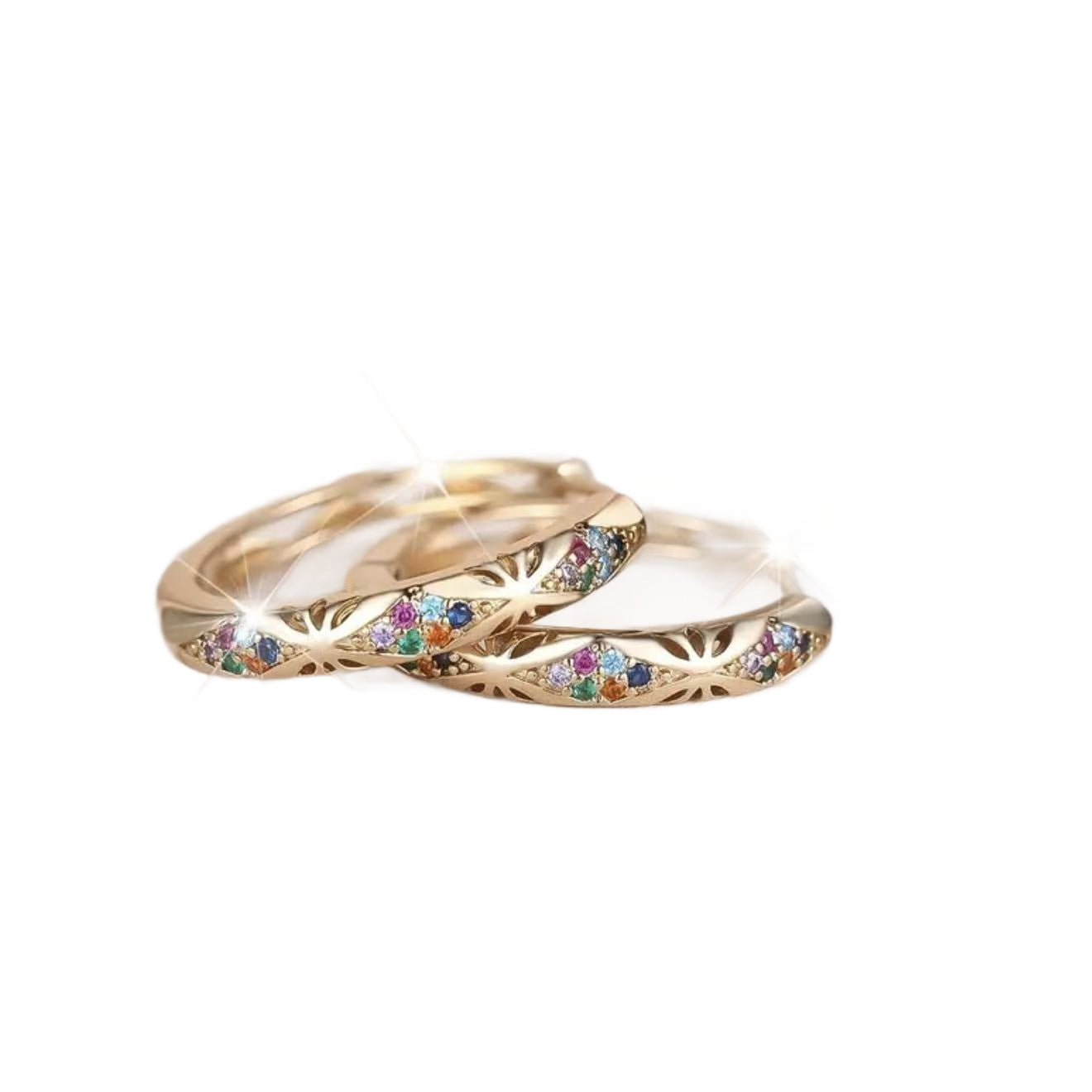 Rainbow Zircon Stone Hoop Earrings Trendy Statement Ear Cuffs for Daily & Party Jewelry