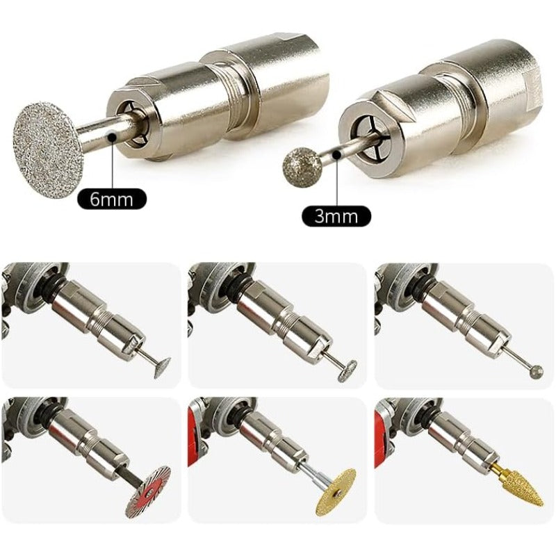 Angle Grinder to Die Grinder Conversion Kit with 1/4", 1/8" Collets for Carving, Polishing, Cutting