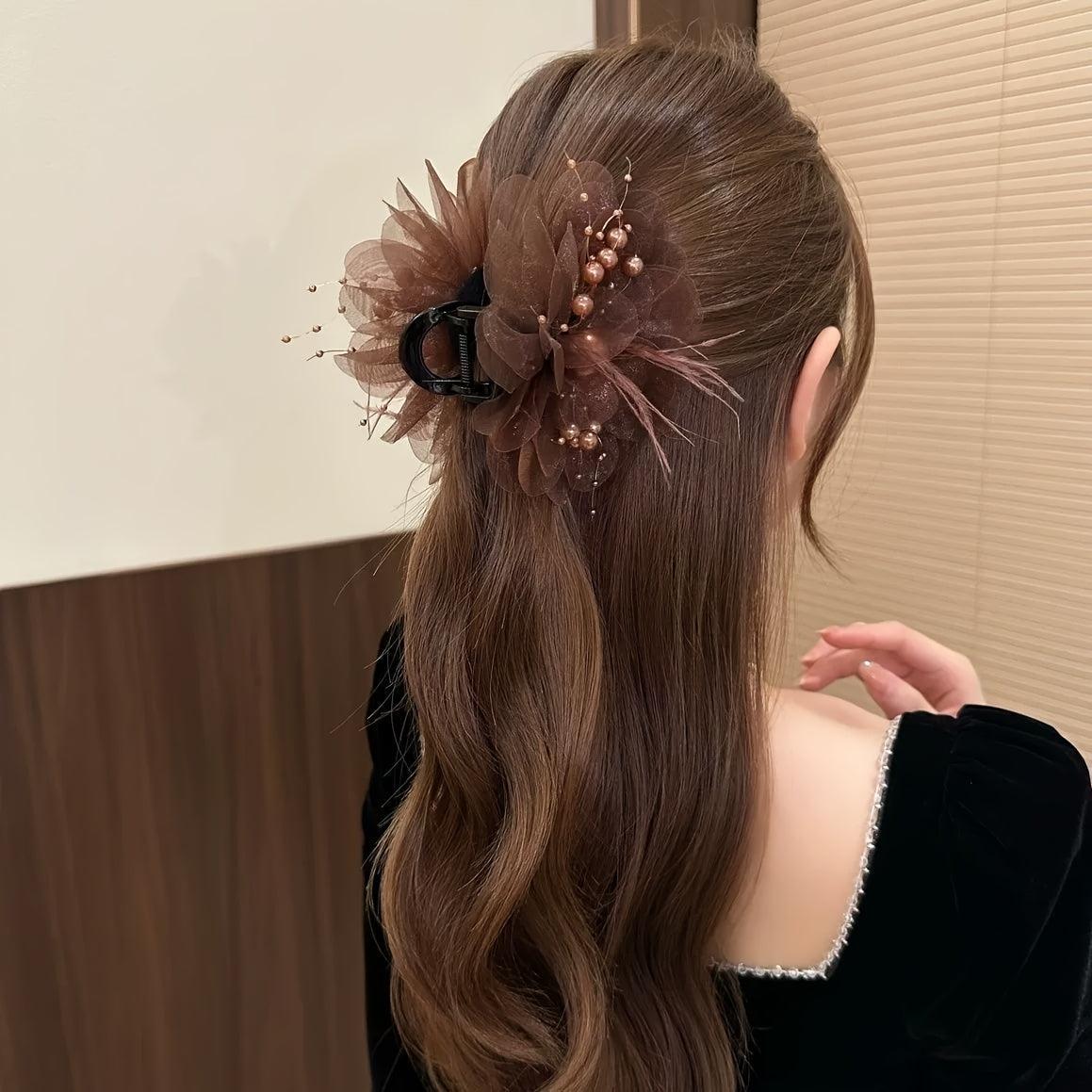 Vintage French Style Hair Clips with Floral Tassel Fringe