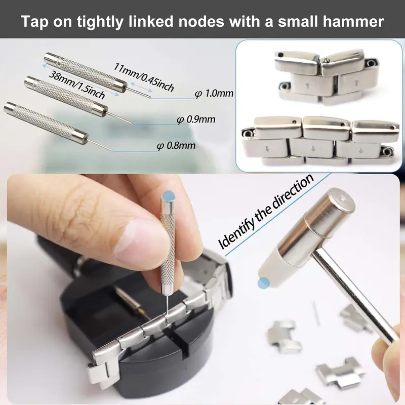 Watch Link Removal Kit - Watch Band Sizing Tool for Watch Strap Adjustment