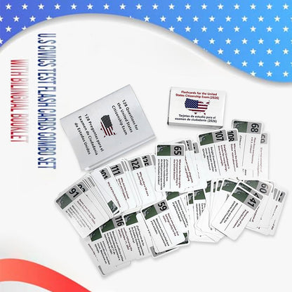 US Citizenship Flash Card Bilingual Naturalization Study Guide Combo Set
