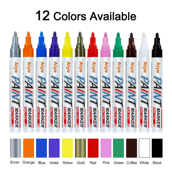 12Pcs Waterproof Permanent Paint Marker Pen for Car Tyre Tire Tread