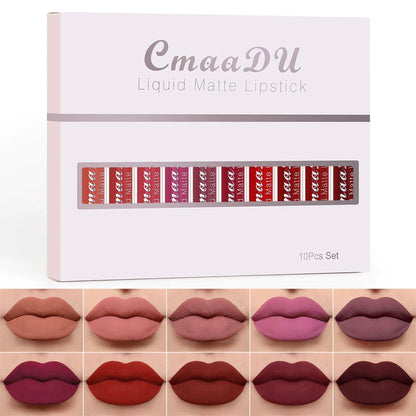 10Pcs/set Liquid Matte Set Long Lasting Lipstick 24 hour Waterproof Lip Gloss
