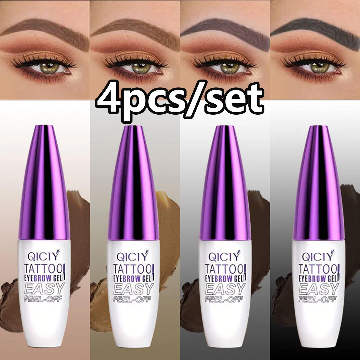 4Pcs Easy Tatoo Eyebrow Gel Peel off - Semi-Permanent Tattoo Eyebrow Tint Kit Waterproof Long  Reviewed by 52,150+ customers