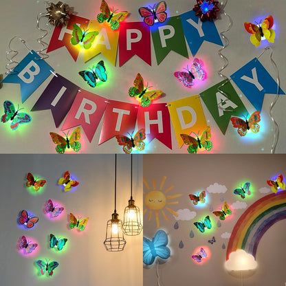20 Pack 3D Butterfly Wall Decor with Glowing Lights