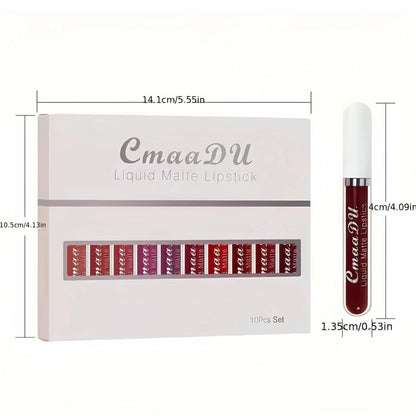 10Pcs/set Liquid Matte Set Long Lasting Lipstick 24 hour Waterproof Lip Gloss