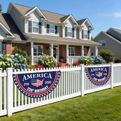 America 250th Birthday Semicircular Flag Banner 1776–2026 Patriotic Bunting
