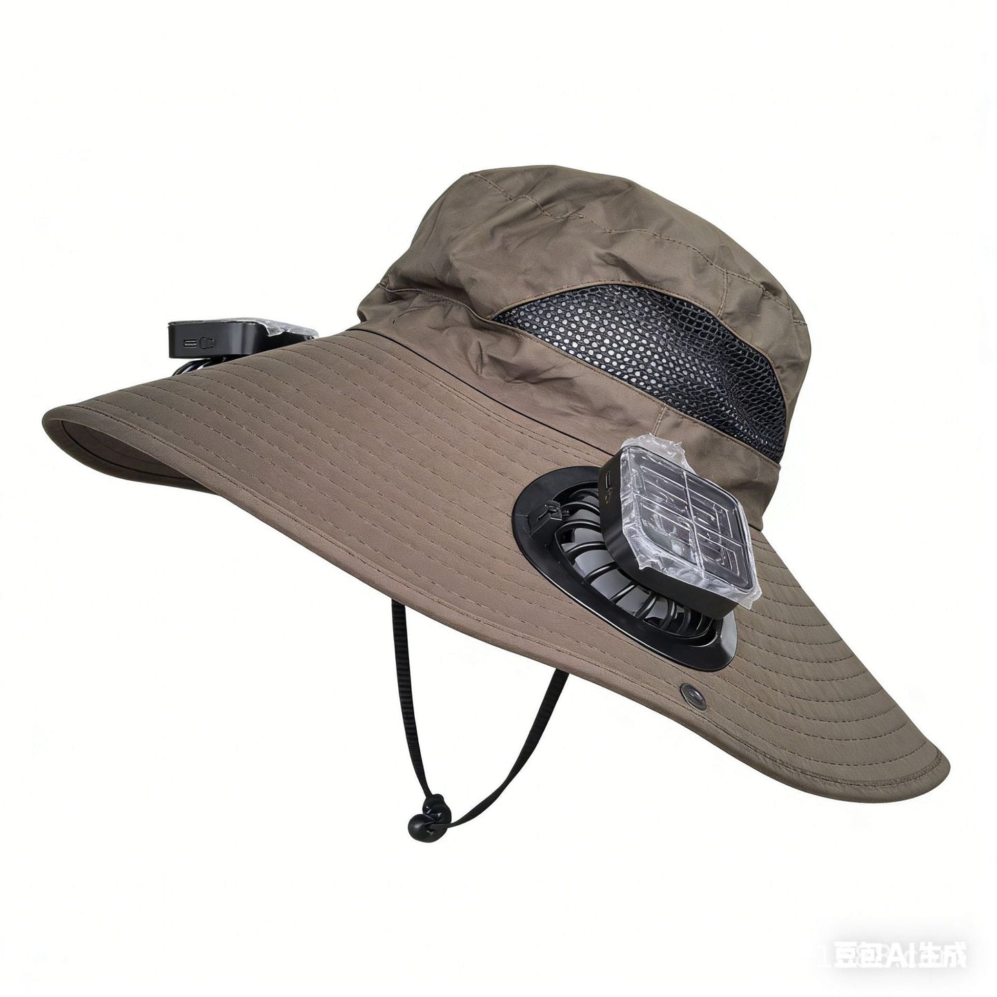 Solar Fan Hat Outdoor Wide Brim Sun Hat with 2 Solar Fan